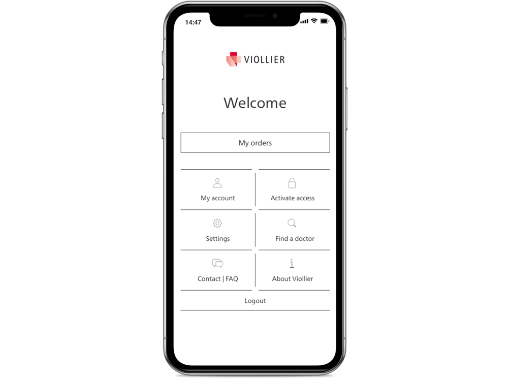 Die App «myViollier» auf einem Smartphone mit der Übersicht der Laboraufträge.