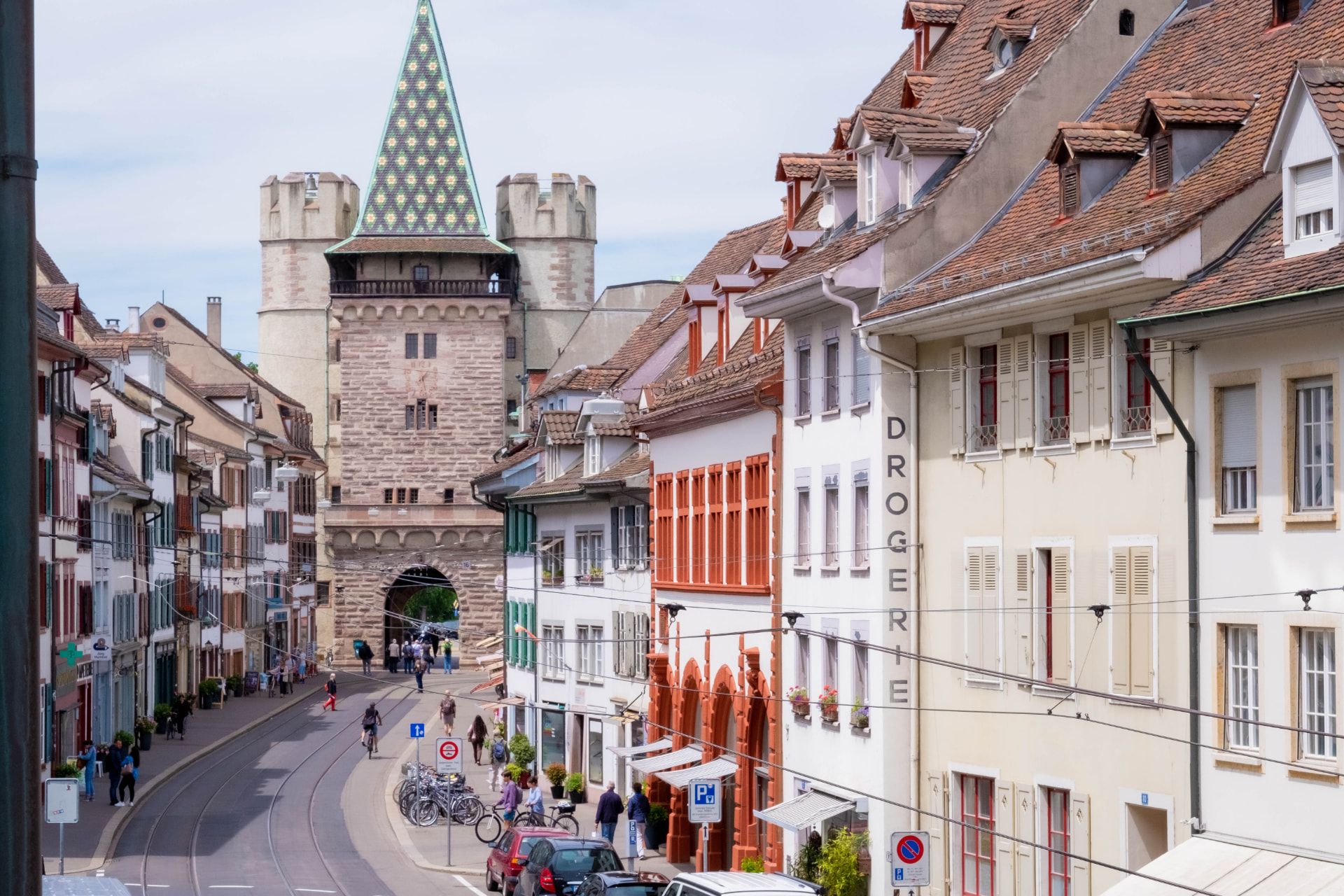 Spalenvorstadt in Basel with the Spalentor gate, location of the practice